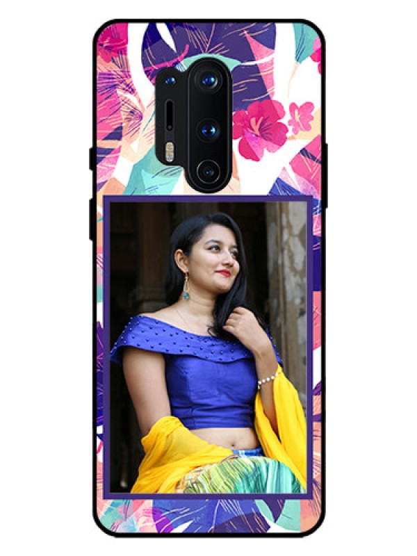 Custom Oneplus 8 Pro Custom Glass Mobile Case  - Abstract Floral Design