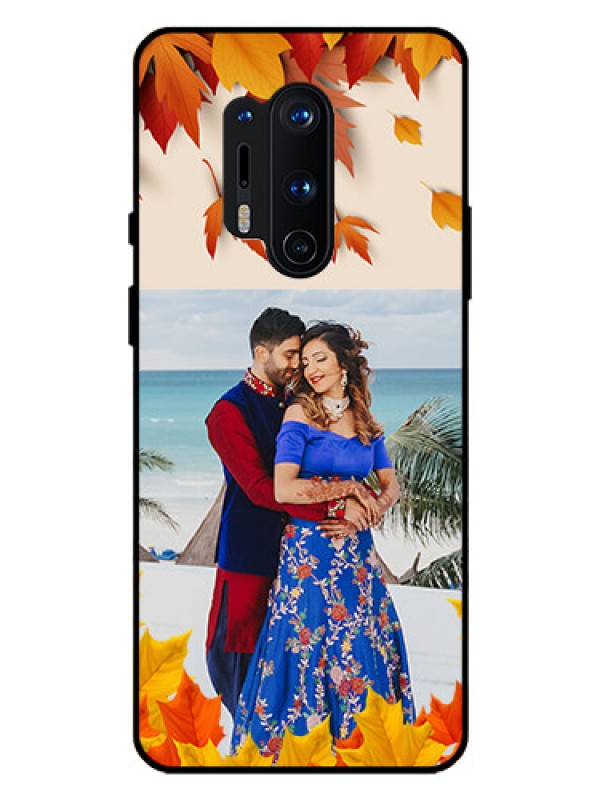 Custom Oneplus 8 Pro Photo Printing on Glass Case  - Autumn Maple Leaves Design