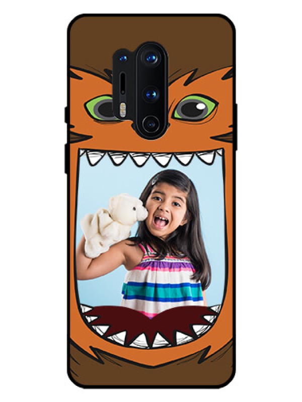 Custom Oneplus 8 Pro Photo Printing on Glass Case  - Owl Monster Back Case Design