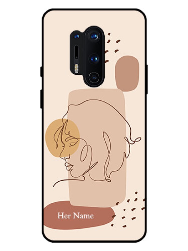 Custom OnePlus 8 Pro Photo Printing on Glass Case - Calm Woman line art Design