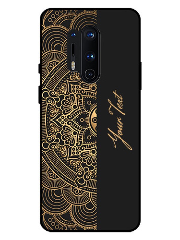 Custom OnePlus 8 Pro Photo Printing on Glass Case - Mandala art with custom text Design