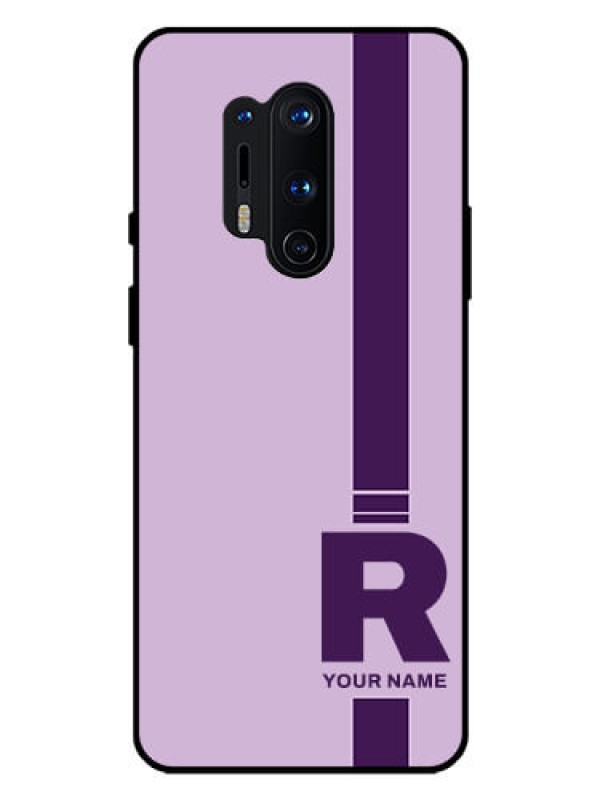 Custom OnePlus 8 Pro Photo Printing on Glass Case - Simple dual tone stripe with name Design