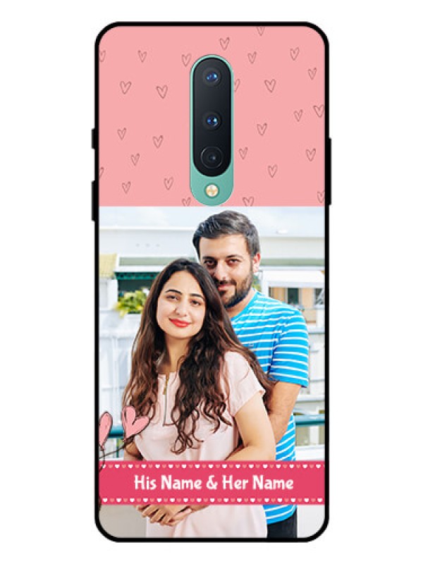 Custom OnePlus 8 Personalized Glass Phone Case  - Love Design Peach Color