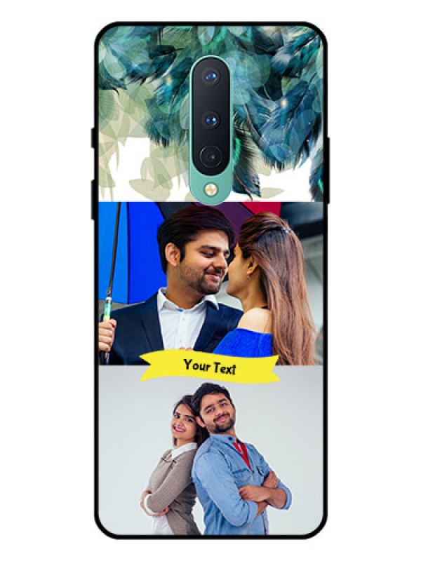 Custom OnePlus 8 Personalized Glass Phone Case  - Image with Boho Peacock Feather Design
