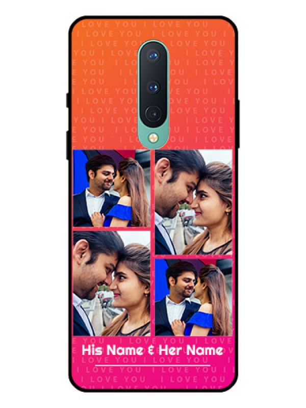Custom OnePlus 8 Custom Glass Phone Case  - I Love You Pink Design