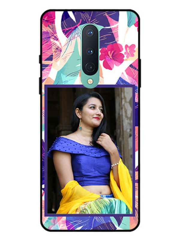 Custom OnePlus 8 Custom Glass Mobile Case  - Abstract Floral Design