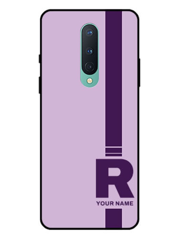 Custom OnePlus 8 Photo Printing on Glass Case - Simple dual tone stripe with name Design