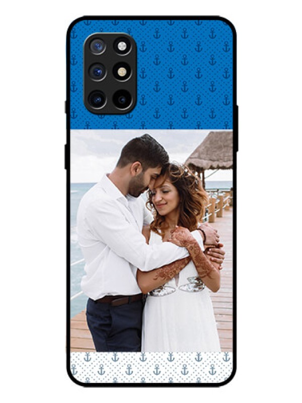 Custom Oneplus 8T Photo Printing on Glass Case  - Blue Anchors Design