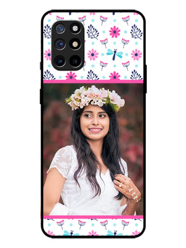 Custom Oneplus 8T Photo Printing on Glass Case  - Colorful Flower Design