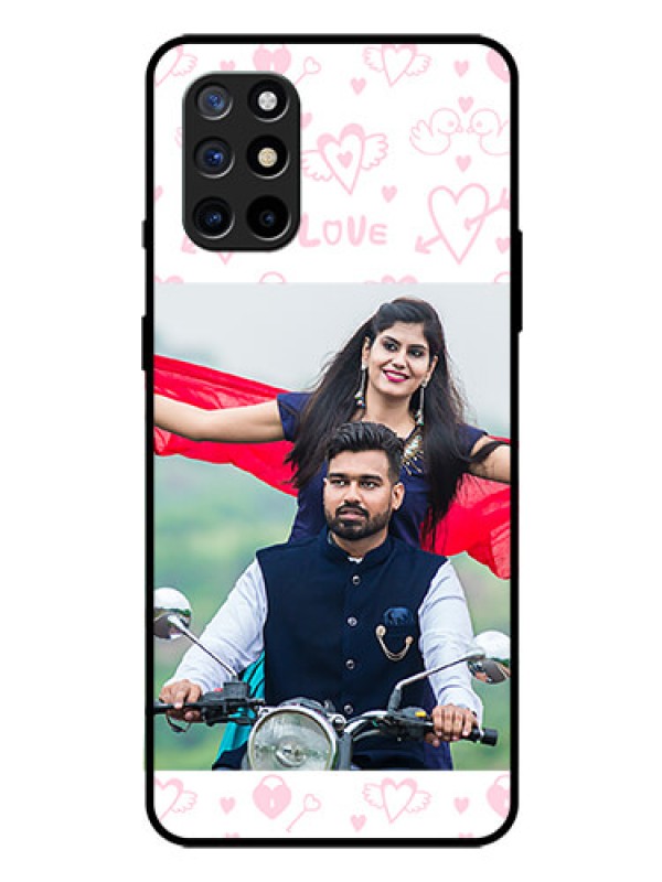 Custom Oneplus 8T Custom Glass Mobile Case  - Pink Flying Heart Design