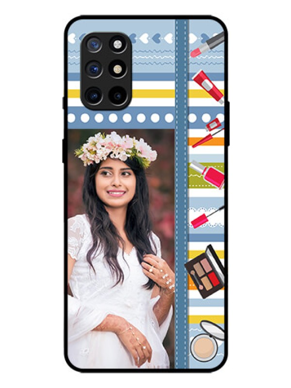 Custom Oneplus 8T Personalized Glass Phone Case  - Makeup Icons Design