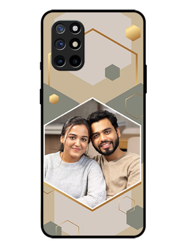 Custom OnePlus 8T Photo Printing on Glass Case - Stylish Hexagon Pattern Design