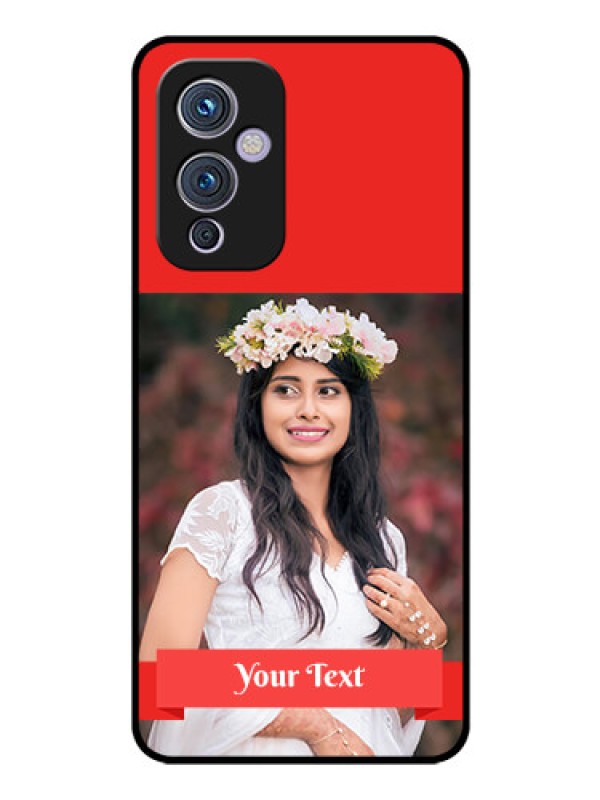 Custom Oneplus 9 5G Custom Glass Phone Case - Simple Red Color Design