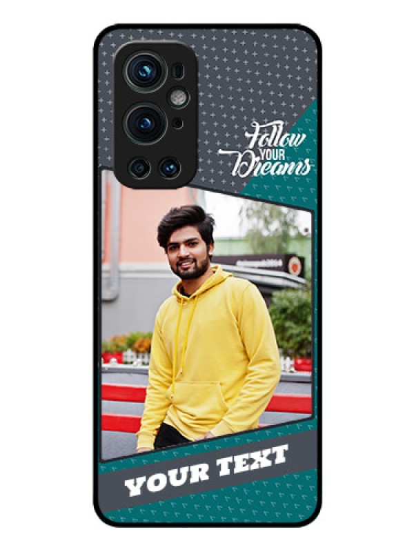 Custom Oneplus 9 Pro 5G Personalized Glass Phone Case - Background Pattern Design with Quote