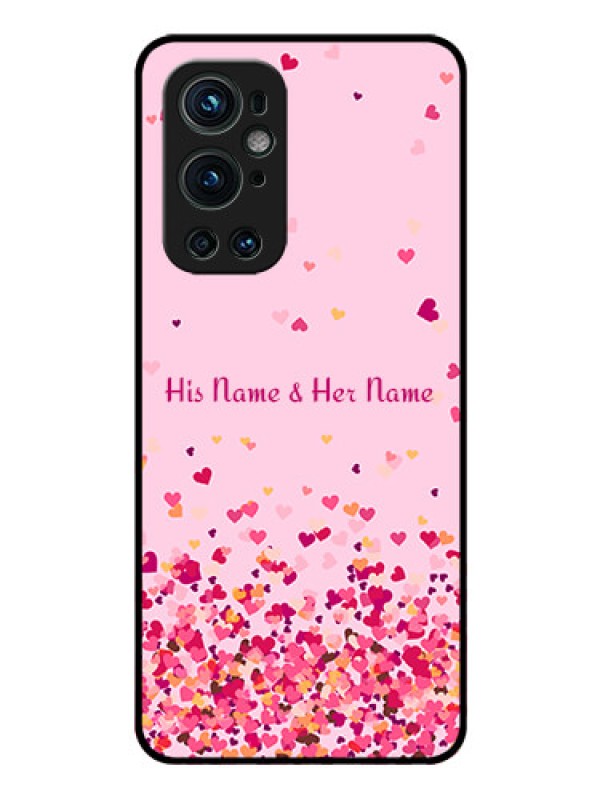 Custom OnePlus 9 Pro 5G Photo Printing on Glass Case - Floating Hearts Design