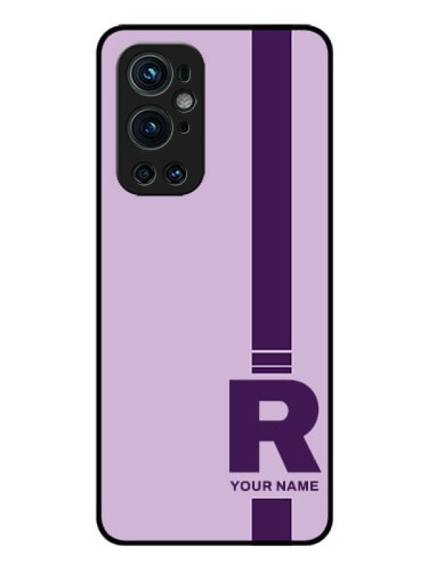 Custom OnePlus 9 Pro 5G Photo Printing on Glass Case - Simple dual tone stripe with name Design