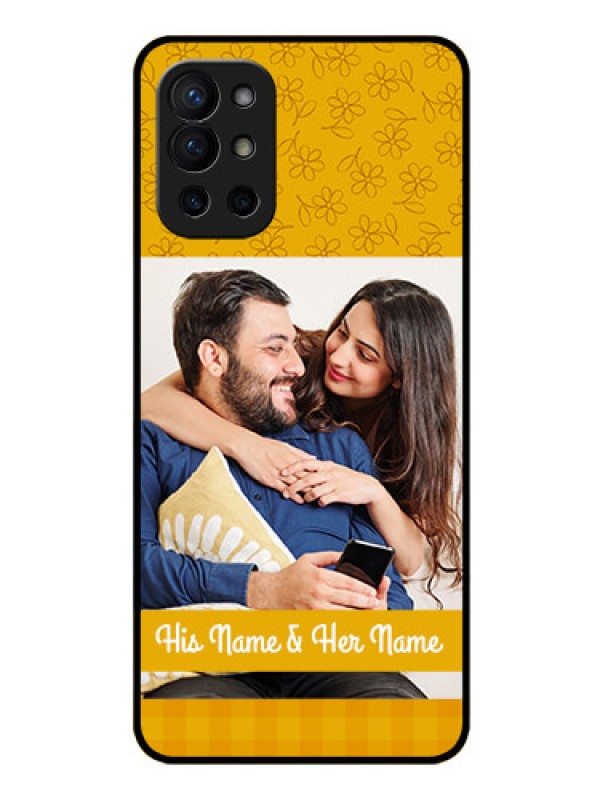 Custom Oneplus 9R 5G Custom Glass Mobile Case - Yellow Floral Design