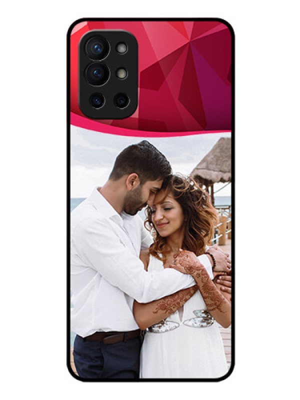 Custom Oneplus 9R 5G Custom Glass Mobile Case - Red Abstract Design