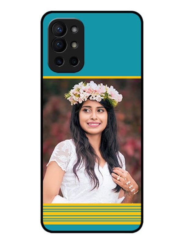 Custom Oneplus 9R 5G Custom Glass Phone Case - Yellow & Blue Design 