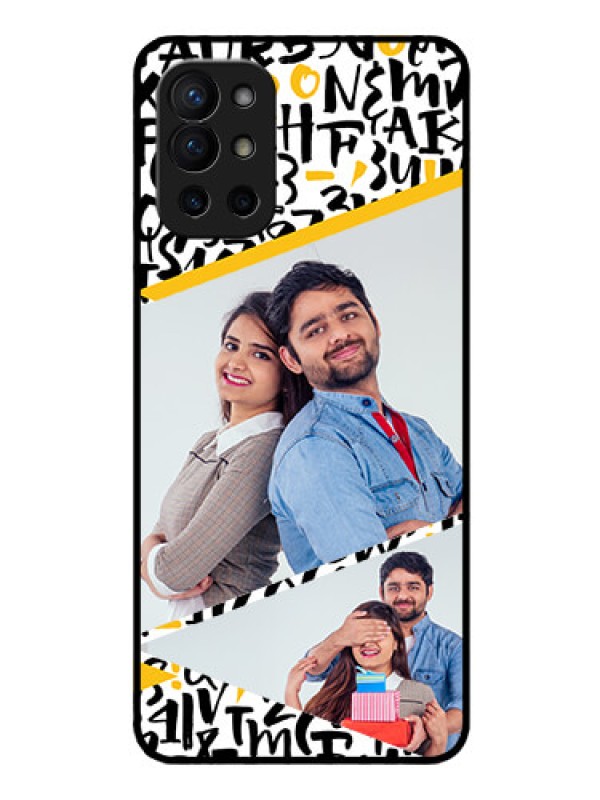 Custom Oneplus 9R 5G Custom Glass Mobile Case - Letters Pattern Design