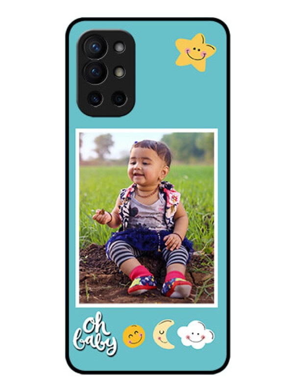Custom Oneplus 9R 5G Personalized Glass Phone Case - Smiley Kids Stars Design