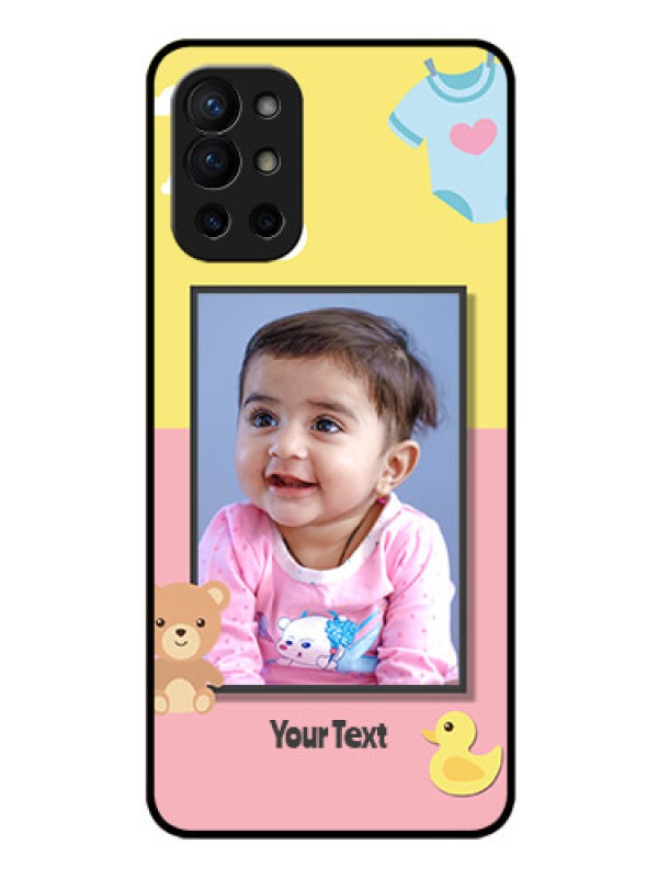 Custom Oneplus 9R 5G Photo Printing on Glass Case - Kids 2 Color Design