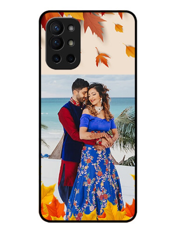 Custom Oneplus 9R 5G Photo Printing on Glass Case - Autumn Maple Leaves Design