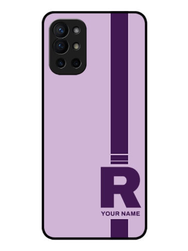Custom OnePlus 9R 5G Photo Printing on Glass Case - Simple dual tone stripe with name Design