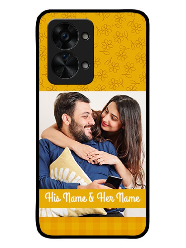 Custom OnePlus Nord 2T 5G Custom Glass Mobile Case - Yellow Floral Design