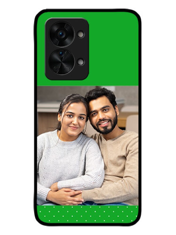 Custom OnePlus Nord 2T 5G Personalized Glass Phone Case - Green Pattern Design