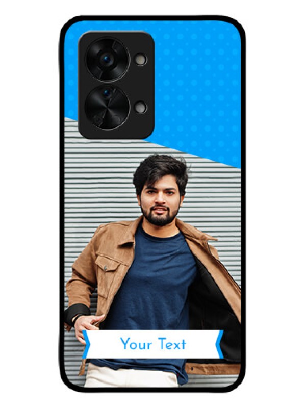 Custom OnePlus Nord 2T 5G Photo Printing on Glass Case - Simple Blue Color Design