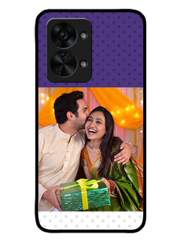 Custom OnePlus Nord 2T 5G Personalized Glass Phone Case - Violet Pattern Design