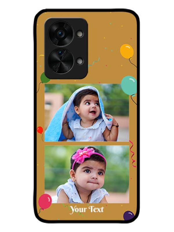 Custom OnePlus Nord 2T 5G Personalized Glass Phone Case - Image Holder with Birthday Celebrations Design
