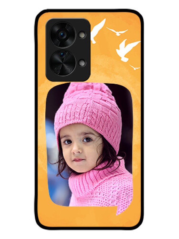 Custom OnePlus Nord 2T 5G Personalized Glass Phone Case - Water Color Design with Bird Icons