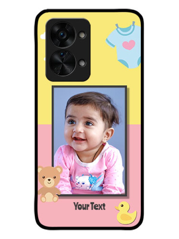 Custom OnePlus Nord 2T 5G Photo Printing on Glass Case - Kids 2 Color Design