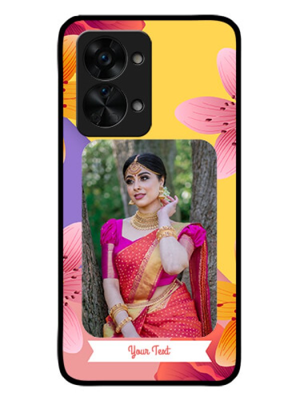 Custom OnePlus Nord 2T 5G Custom Glass Mobile Case - 3 Image With Vintage Floral Design