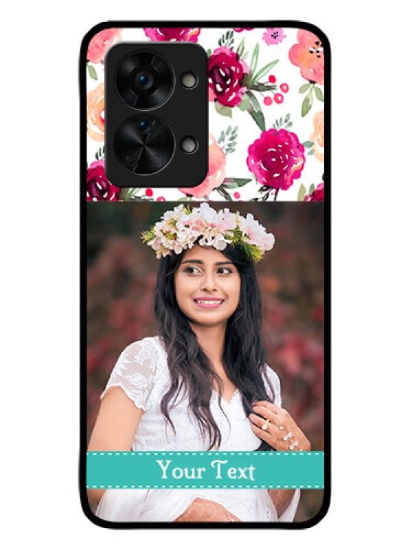 Custom OnePlus Nord 2T 5G Custom Glass Phone Case - Watercolor Floral Design