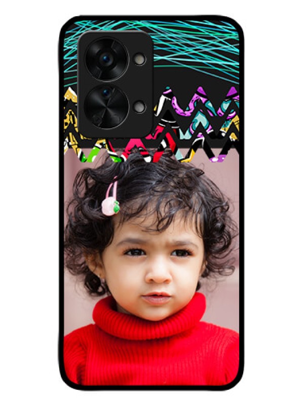 Custom OnePlus Nord 2T 5G Personalized Glass Phone Case - Neon Abstract Design