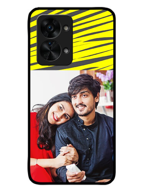 Custom OnePlus Nord 2T 5G Photo Printing on Glass Case - Yellow Abstract Design