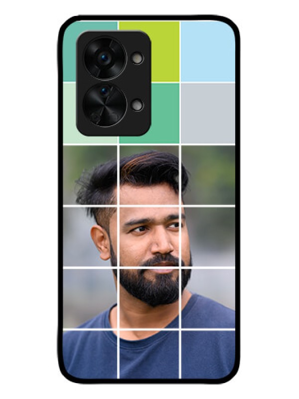 Custom OnePlus Nord 2T 5G Photo Printing on Glass Case - with white box pattern