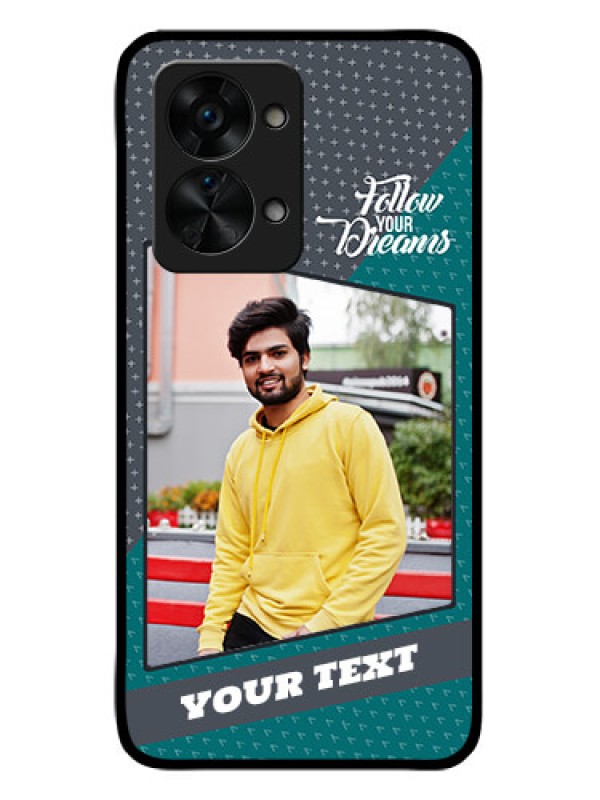 Custom OnePlus Nord 2T 5G Personalized Glass Phone Case - Background Pattern Design with Quote