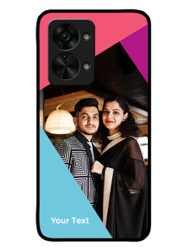Custom OnePlus Nord 2T 5G Custom Glass Mobile Case - Stacked Triple colour Design