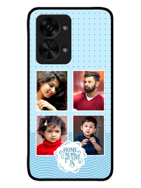 Custom OnePlus Nord 2T 5G Custom Glass Phone Case - Cute love quote with 4 pic upload Design