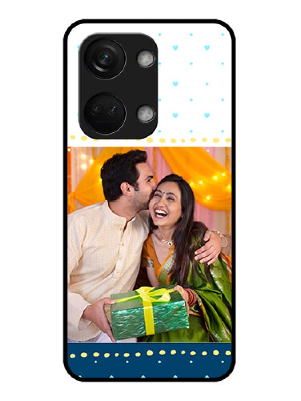 Custom OnePlus Nord 3 5G Personalized Glass Phone Case - White and Blue Abstract Design