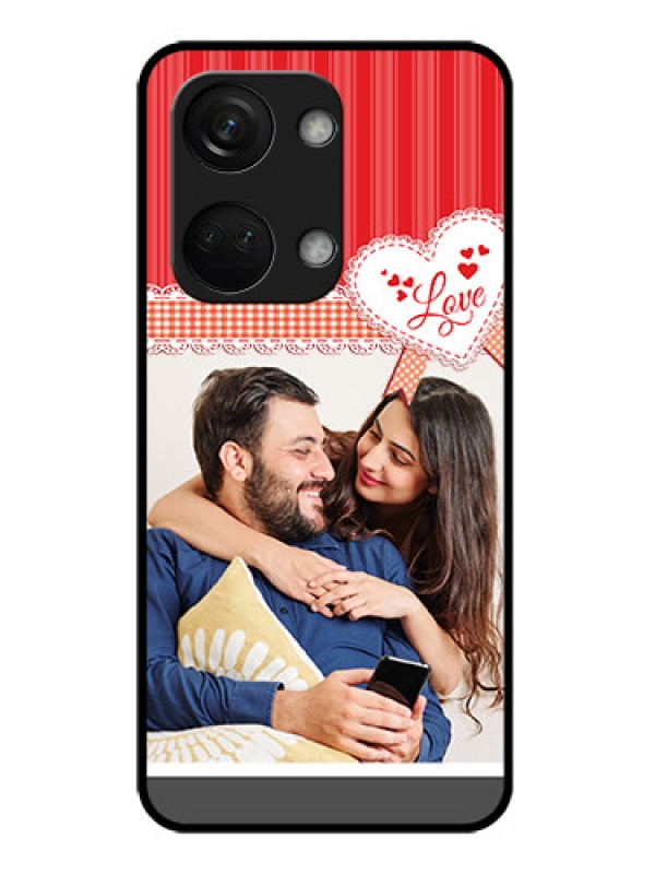 Custom OnePlus Nord 3 5G Custom Glass Mobile Case - Red Love Pattern Design