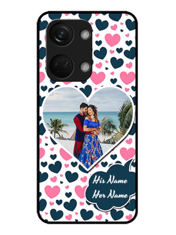 Custom OnePlus Nord 3 5G Custom Glass Phone Case - Pink & Blue Heart Design