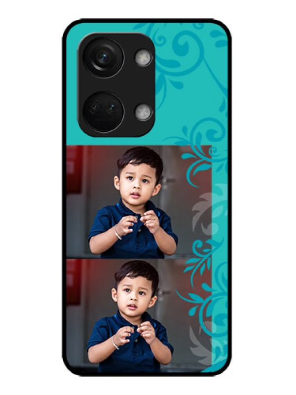 Custom OnePlus Nord 3 5G Personalized Glass Phone Case - with Photo and Green Floral Design