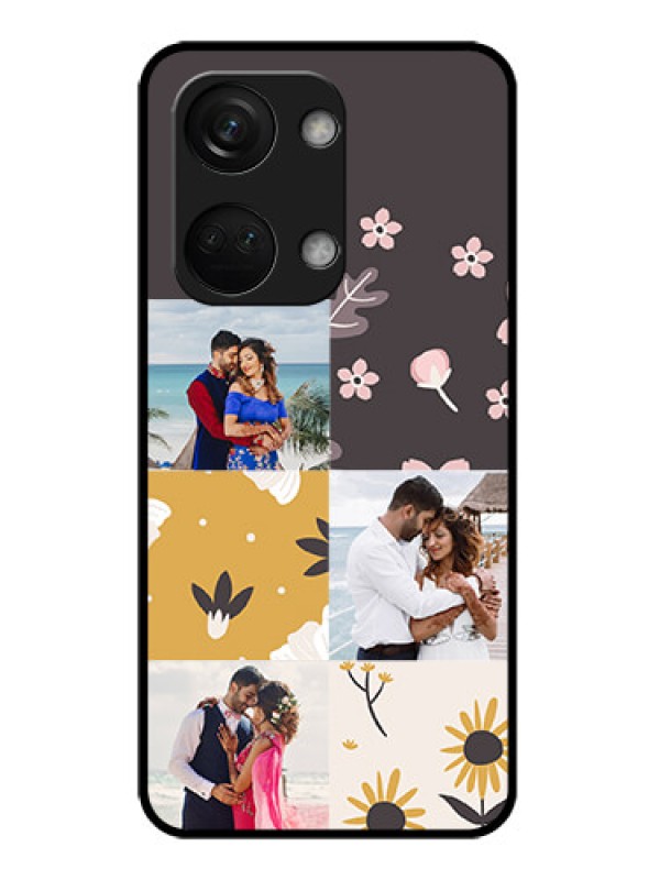 Custom OnePlus Nord 3 5G Photo Printing on Glass Case - 3 Images with Floral Design
