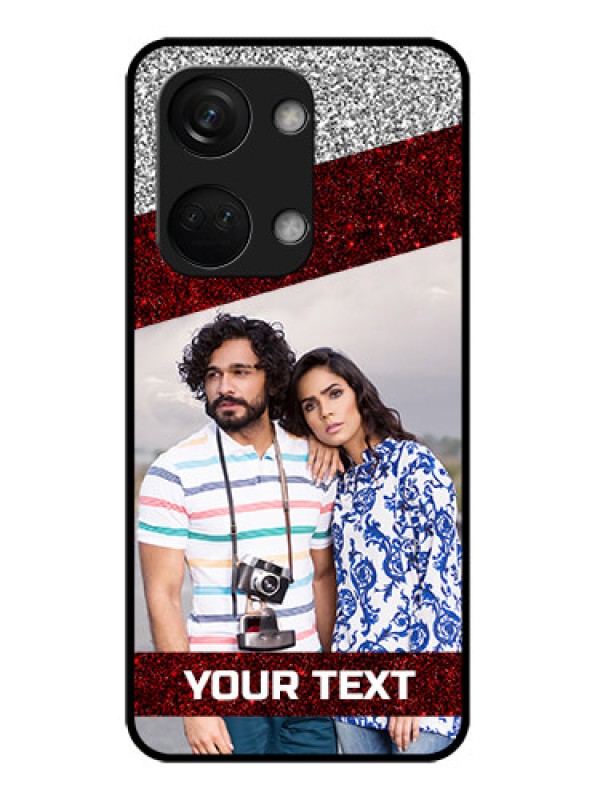 Custom OnePlus Nord 3 5G Personalized Glass Phone Case - Image Holder with Glitter Strip Design