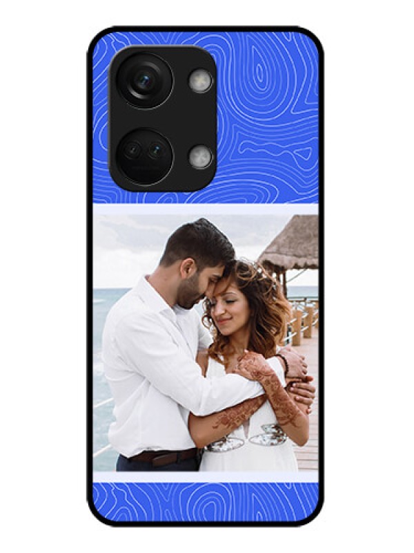 Custom OnePlus Nord 3 5G Custom Glass Mobile Case - Curved line art with blue and white Design